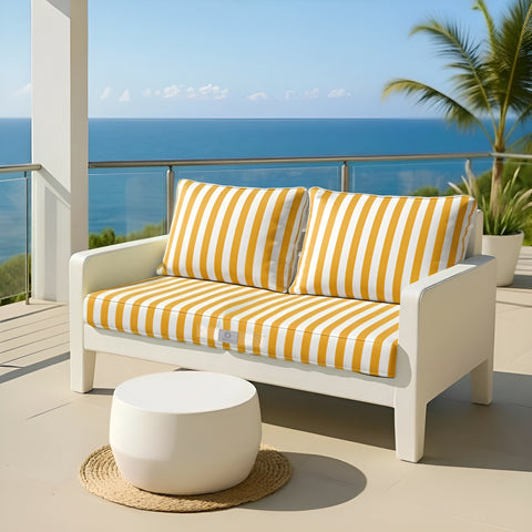 Coussins pour salon de jardin déhoussable 120x60cm - Rayure Jaunes