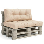 Coussins pour fauteuils et canapés beige, imperméables et épais de 15cm, ensemble Palette 120x80 de Deco-arts.fr.