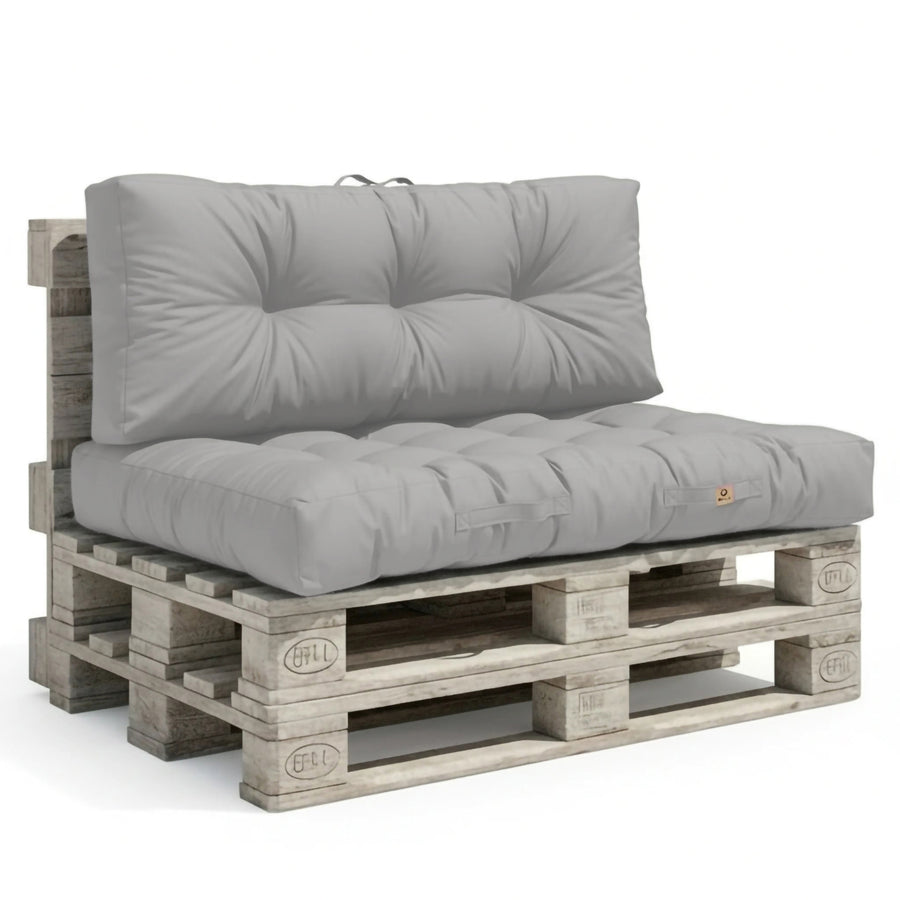 Conjunto de Almofadas para Palete 120x80 Cinzento Seixo, espessura de 15 cm