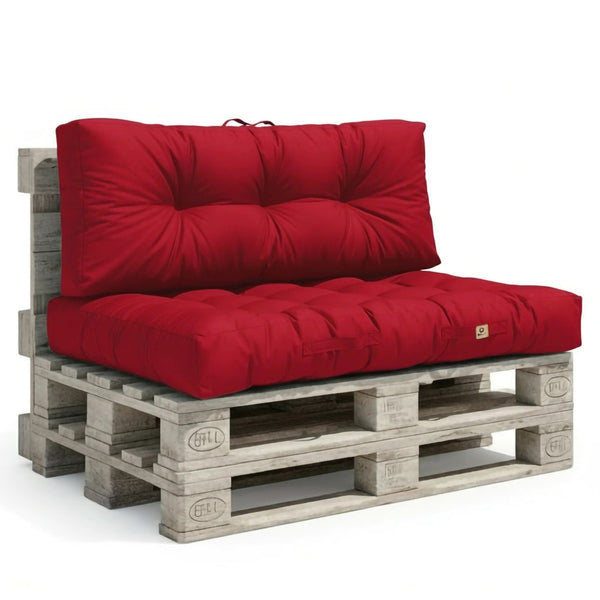 Coussins pour fauteuils et canapés Deco-arts.fr, ensemble Palette 120x80 cm rouge piment, imperméable et épais 15 cm, vue de face