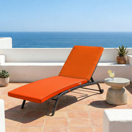 Matelas Bain de Soleil 185x60 Orange - Déhoussable & Imperméable (Transat)