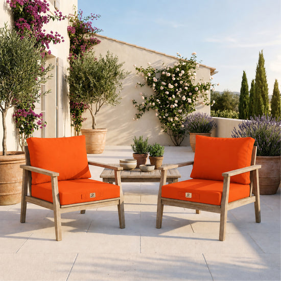 Conjunto de Almofadas para Sala de Jardim 50x60 Laranja - Largura 60cm (Assento + Encosto)