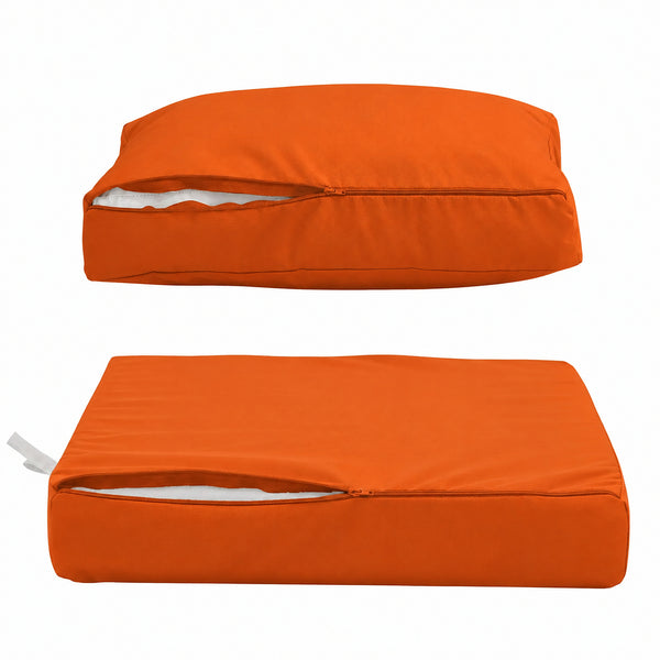 Ensemble Coussins Salon Jardin 50x60 Orange - Largeur 60cm (Assise + Dossier)
