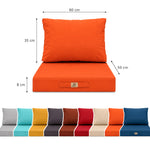 Ensemble Coussins Salon Jardin 50x60 Orange - Largeur 60cm (Assise + Dossier)