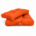 Tufted Cushion Set 50x50 Orange - Thick 15cm & Plush (Seat + Backrest)