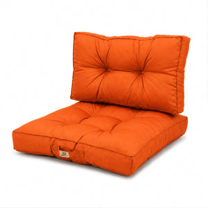 Conjunto de Almofadas Acolchoadas 50x50 Laranja - Espesso 15cm & Macio (Assento + Encosto)