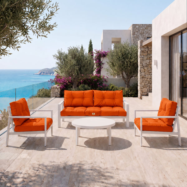 Gepolstertes Kissen-Set 60x60 Orange - Dick 15cm & Weich (Sitzfläche + Rückenlehne)