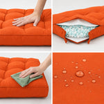 Tufted Cushion Set 50x50 Orange - Thick 15cm & Plush (Seat + Backrest)