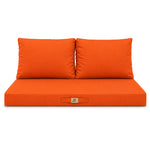 Ensemble Coussins Salon Jardin 120x60 Orange - Déhoussable & Anti-UV (1 Assise + 2 Dossiers)