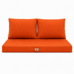 Ensemble Coussins Salon Jardin 100x50 Orange - Déhoussable & Anti-UV (1 Assise + 2 Dossiers)