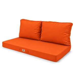 Garden Lounge Cushion Set 100x50 Orange - Removable Cover & UV-Resistant (1 Seat + 2 Backrests)