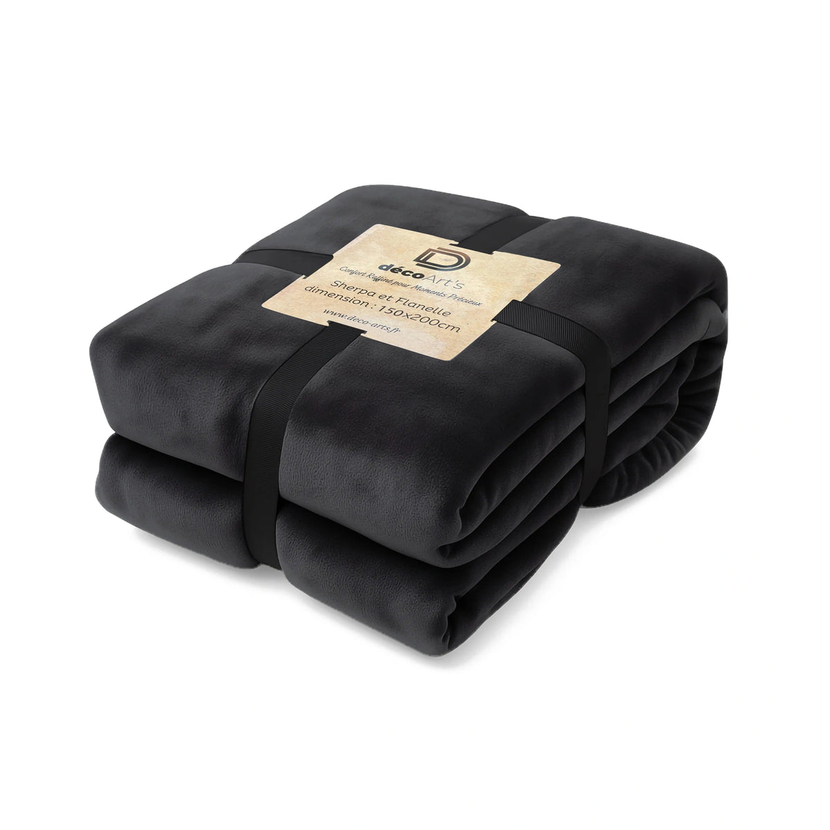Sherpa Flannel Throw 150x200 Anthracite Grey - Double-Sided Thick 480g/m² (Sofa Special) – photo on a white background
