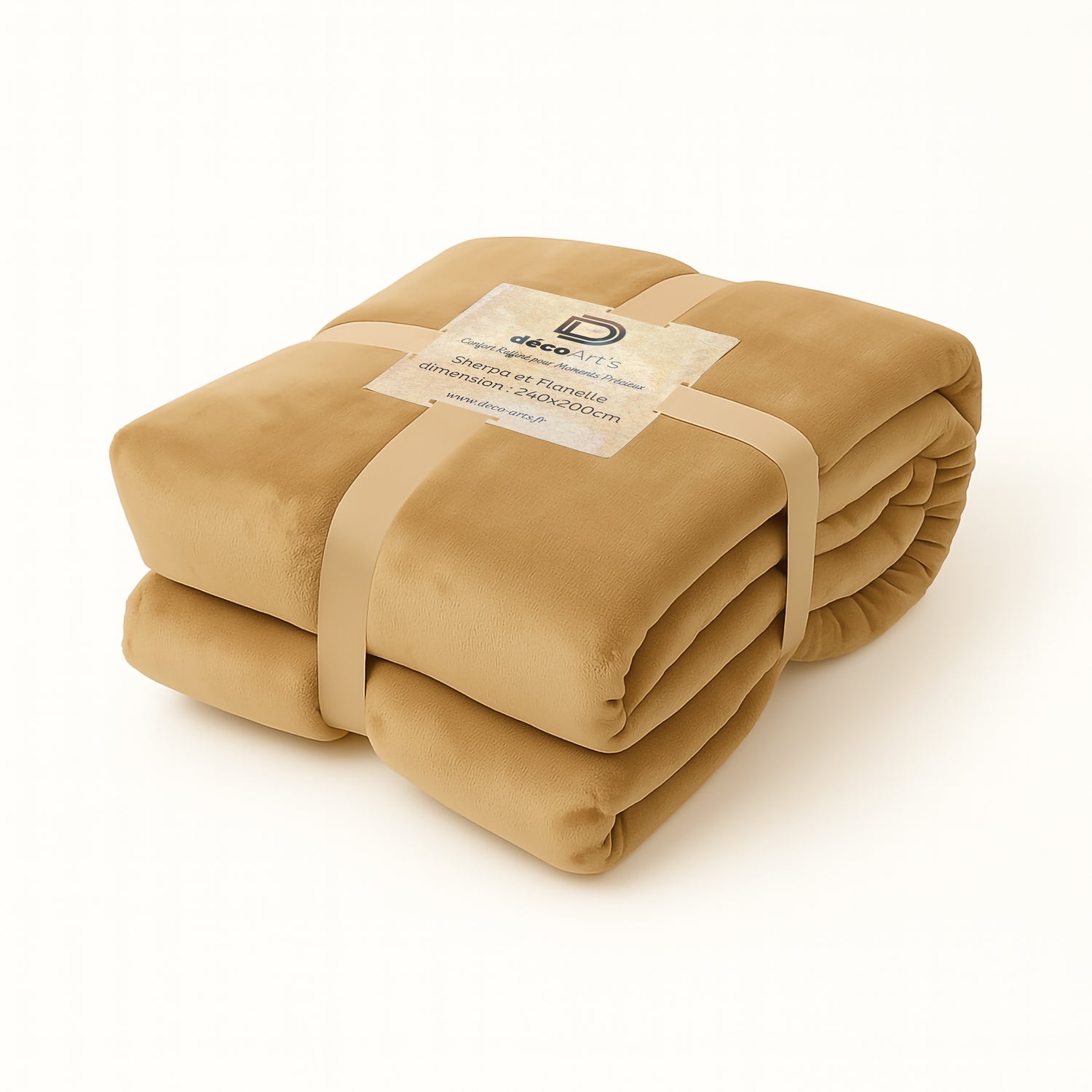 Plaid Sherpa Flanelle 480GSM 200x240 Beige DECO ARTS - Deco-arts.fr