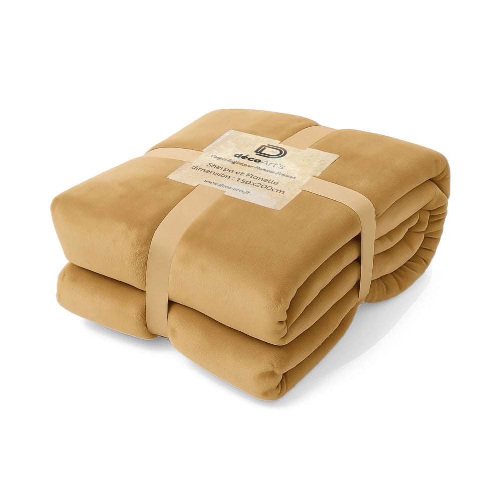 Sherpa Flannel Throw 150x200 Beige, sherpa fabric