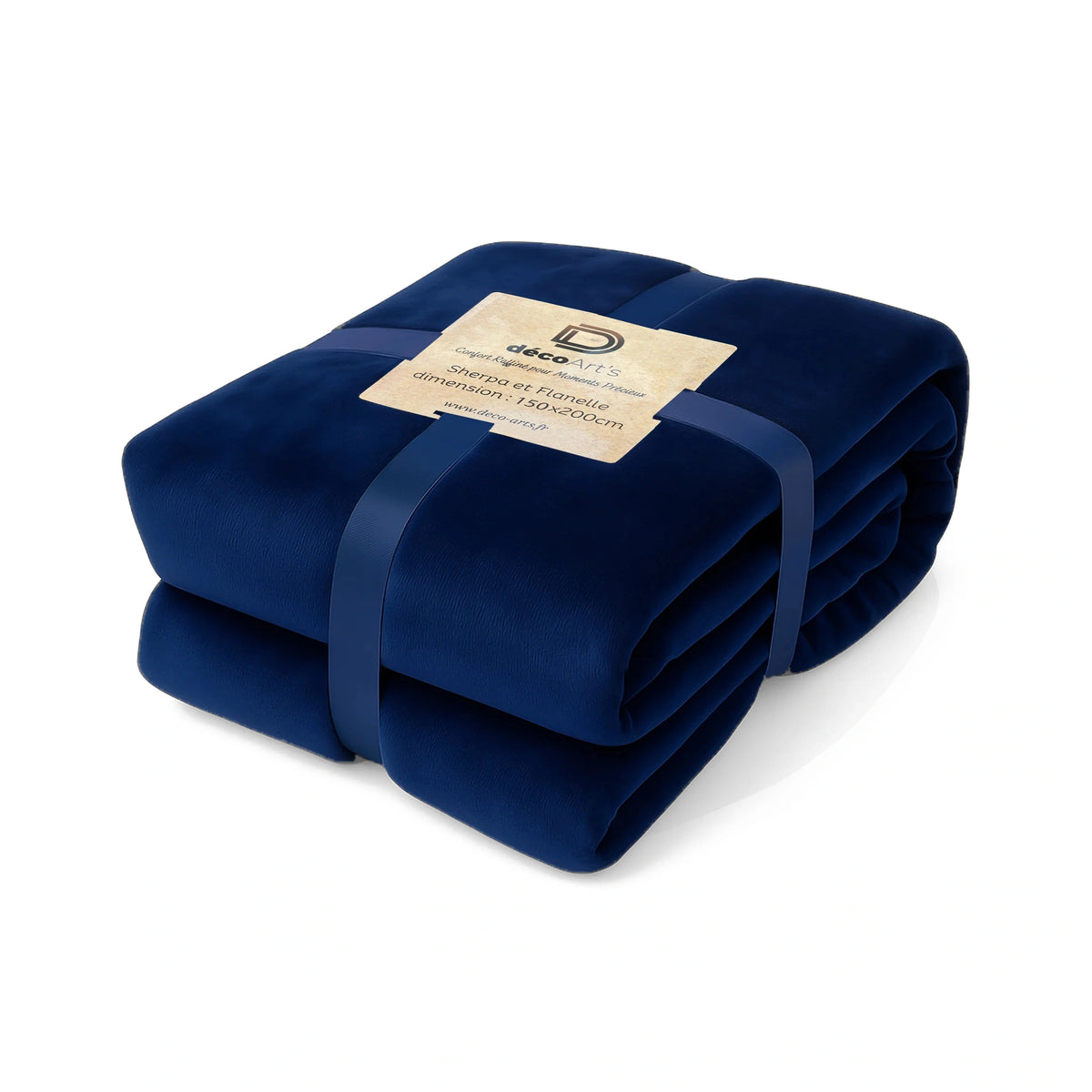 Sherpa Flannel Throw 150x200 Navy Blue - Double-Sided Thick 480g/m² (Sofa Special) – photo on a white background