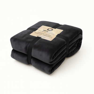 Plaid Sherpa Flanelle 480GSM 200x240 Gris Anthracite DECO ARTS - Deco-arts.fr