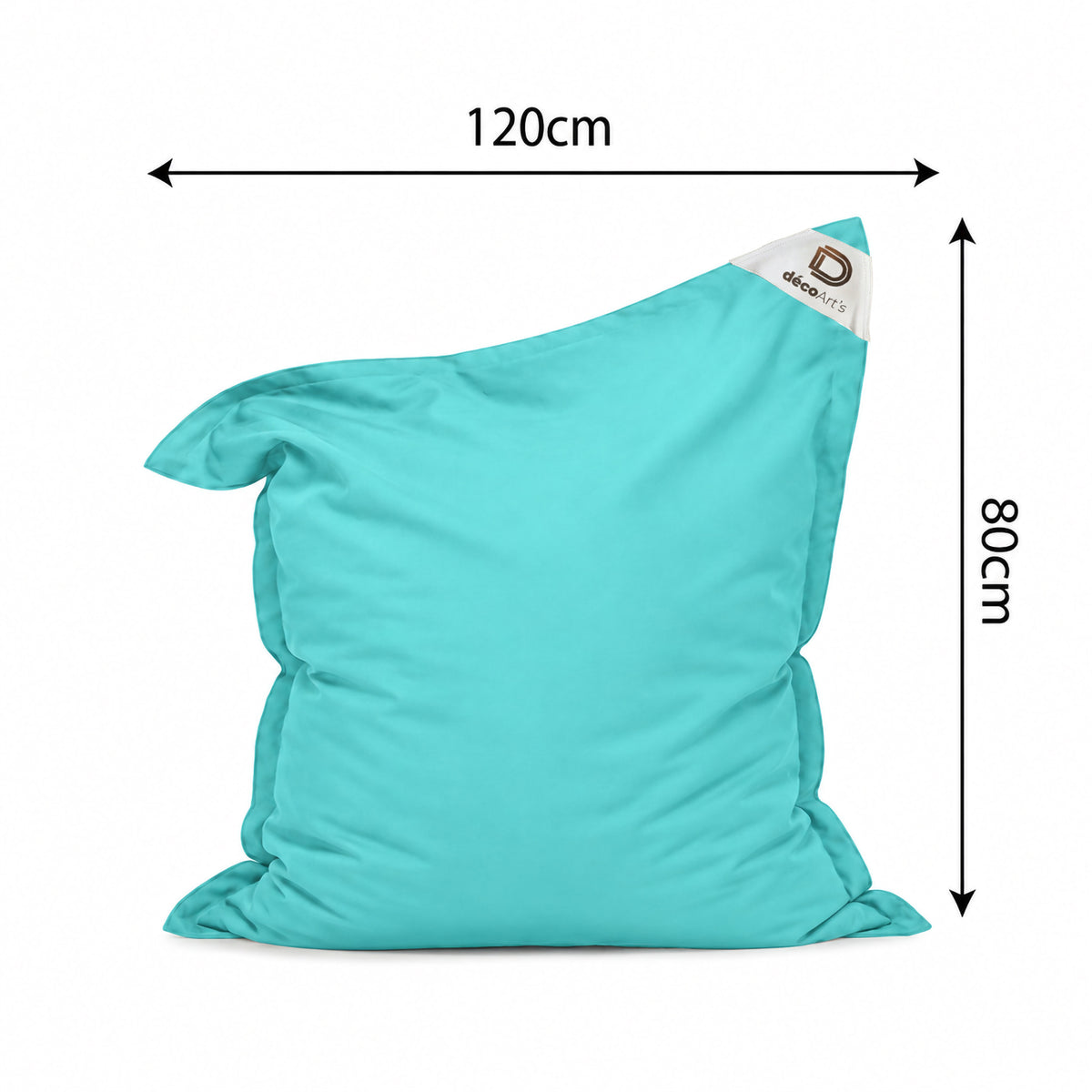 Housse de Pouf XL 120x80 Bleu Caraïbes - (Housse Seule à Garnir - Intérieur/Extérieur) – schéma coté