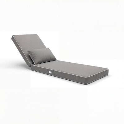 Premium Sonnenliegen-Auflage 190x60 Hellgrau - 10cm Dick & Kopfkissen (Abnehmbar)