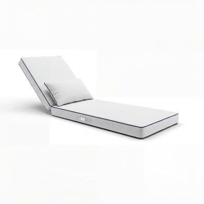 Premium Sonnenliegen-Auflage 190x60 Weiß - 10cm Dick & Kopfkissen (Abnehmbar)