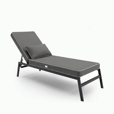 Premium Sonnenliegen-Auflage 190x60 Dunkelgrau - 10cm Dick & Kopfkissen (Abnehmbar)