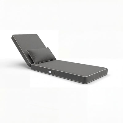 Premium Sonnenliegen-Auflage 190x60 Dunkelgrau - 10cm Dick & Kopfkissen (Abnehmbar)