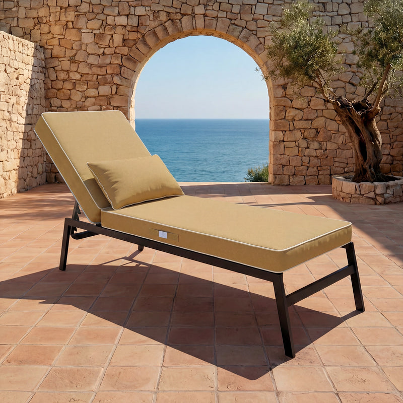 Matelas bain de soleil jaune déperlant anti-UV — collection premium Deco Arts