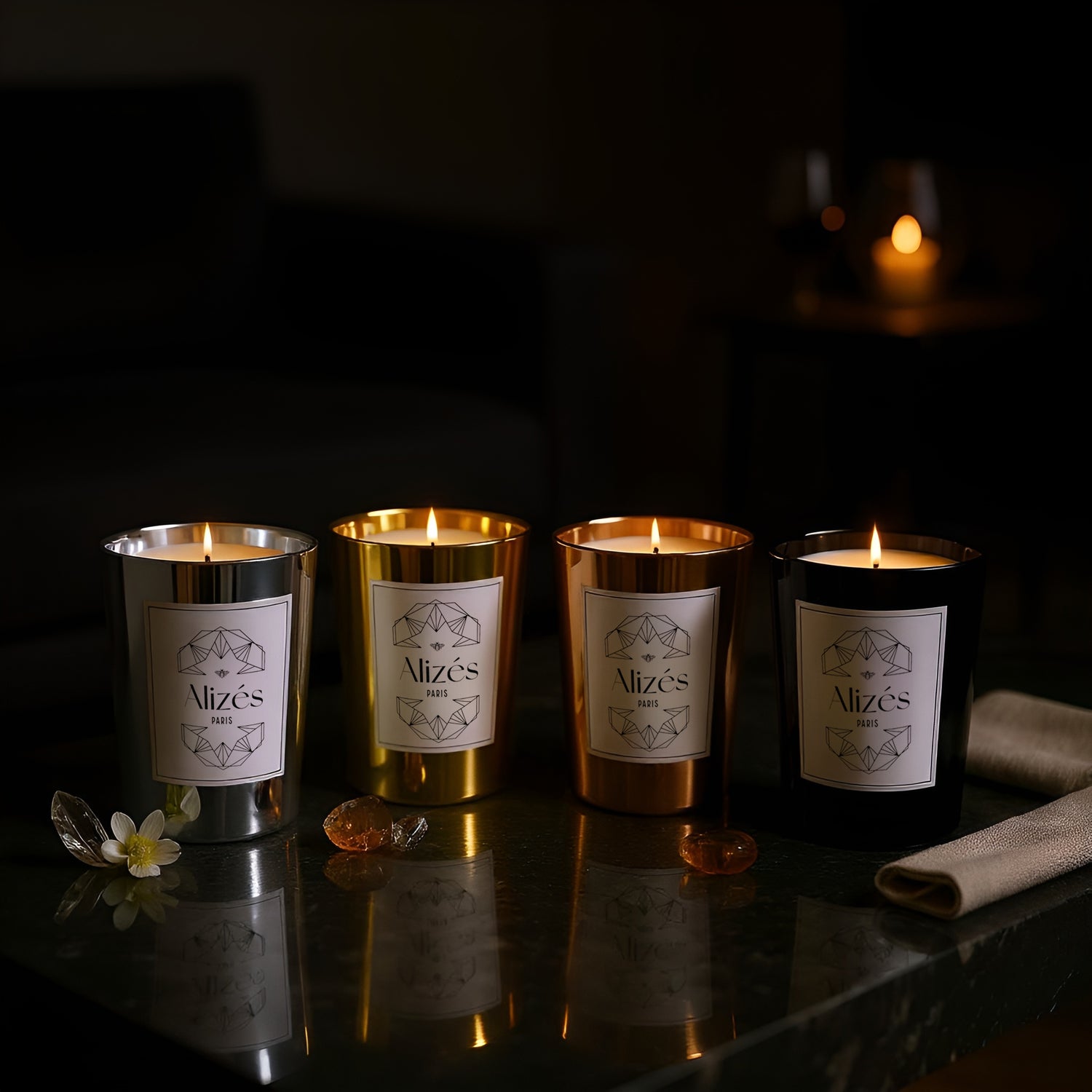 Coffret La Découverte – 4 Bougies 180g – Collection Alizés Paris - Deco-arts.fr