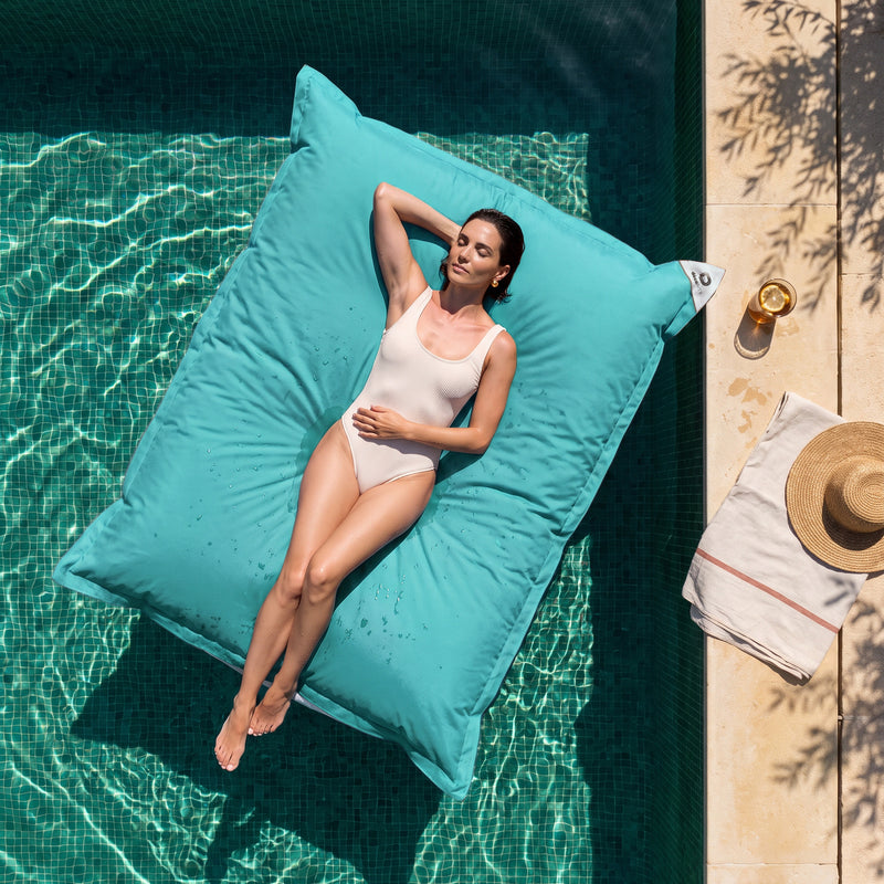 Pouf Géant Flottant 180x140 Bleu Caraïbes - Piscine & XXL (Billes)