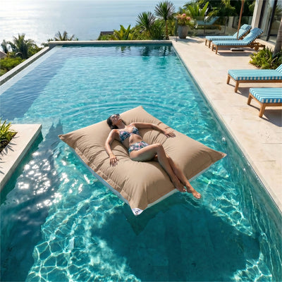 Pouf Géant Flottant 180x140 Beige - Piscine & XXL (Billes)