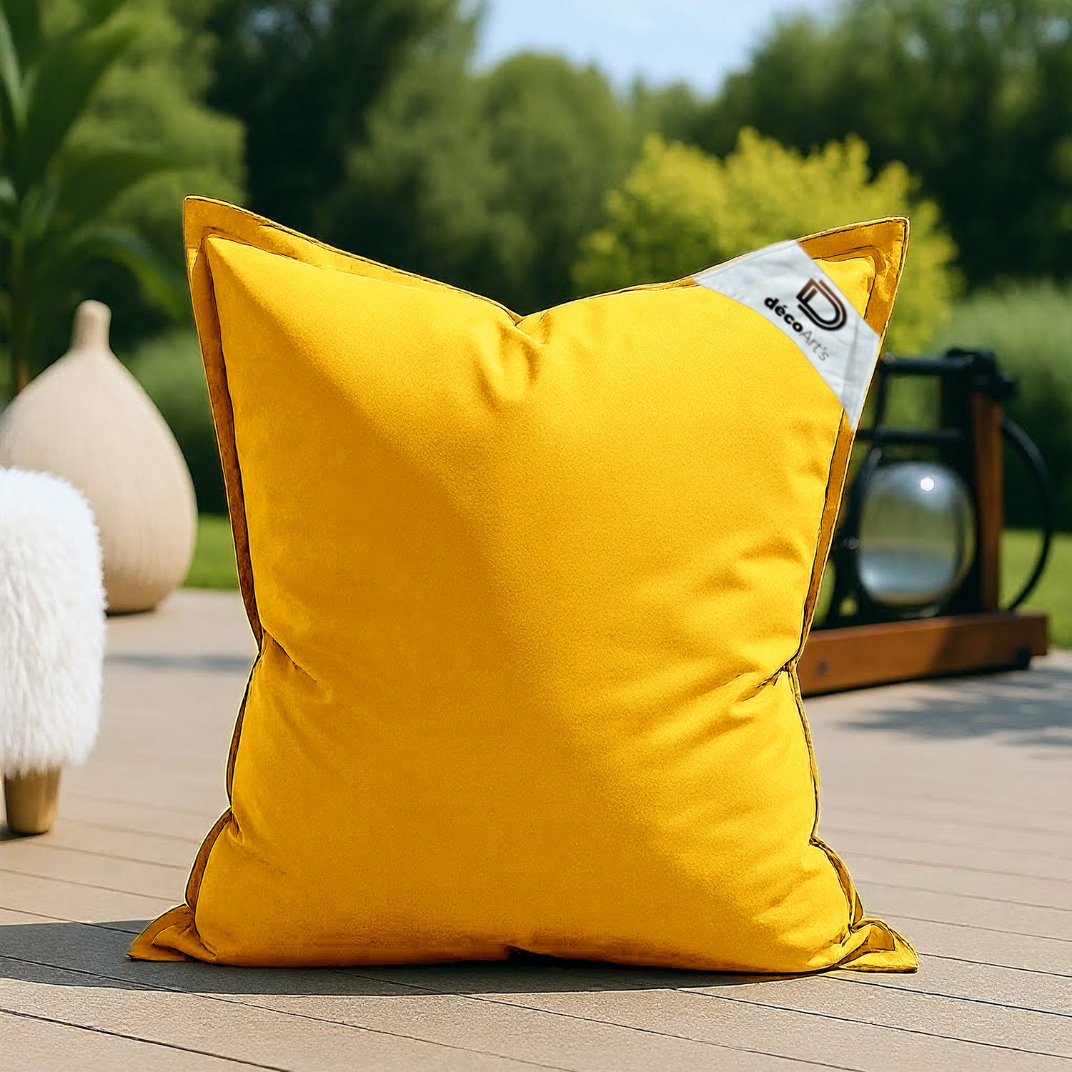 Housse pour Pouf Géant XL 120x80cm Intérieur et Extérieur - Jaune miel - Deco-arts.fr