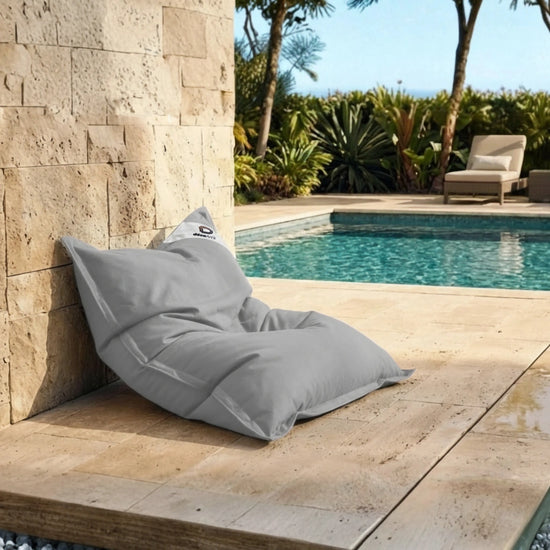 Pouf Géant XXL Intérieur et Extérieur, Déhoussable, Salon, Jardin, Deco Arts Gris galet