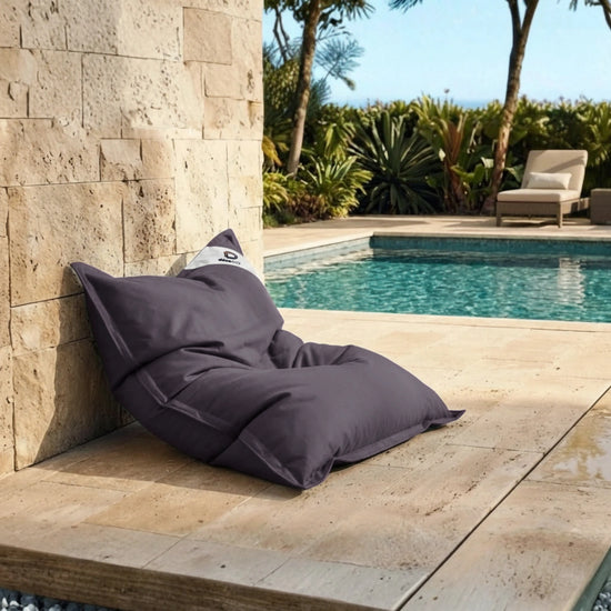 Pouf Géant XXL Intérieur et Extérieur, Déhoussable, Salon, Jardin, Deco Arts Gris carbone