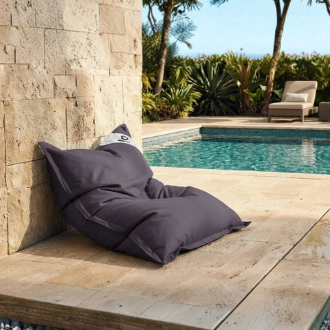 Giant XXL Pouf Indoor and Outdoor, Removable Cover, Living Room, Garden, Deco Arts Carbon Gray