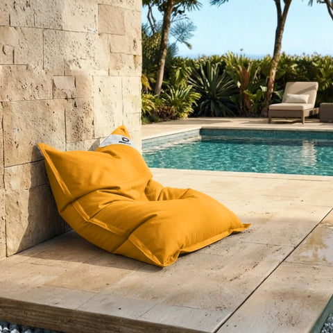 Giant XXL Indoor and Outdoor Pouf, Removable Cover, Living Room, Garden, Deco Arts Honey Yellow