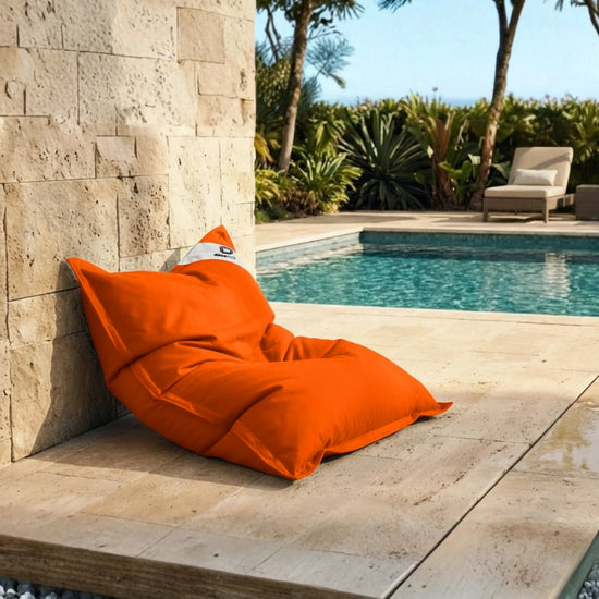 Pouf Géant XXL Intérieur et Extérieur, Déhoussable, Salon, Jardin, Deco Arts Orange