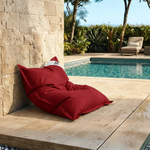 Pouf Géant XXL Intérieur et Extérieur, Déhoussable, Salon, Jardin, Deco Arts Rouge piment