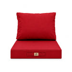 Conjunto de Almofadas para Sala de Jardim 50x60 Vermelho - Largura 60cm (Assento + Encosto)