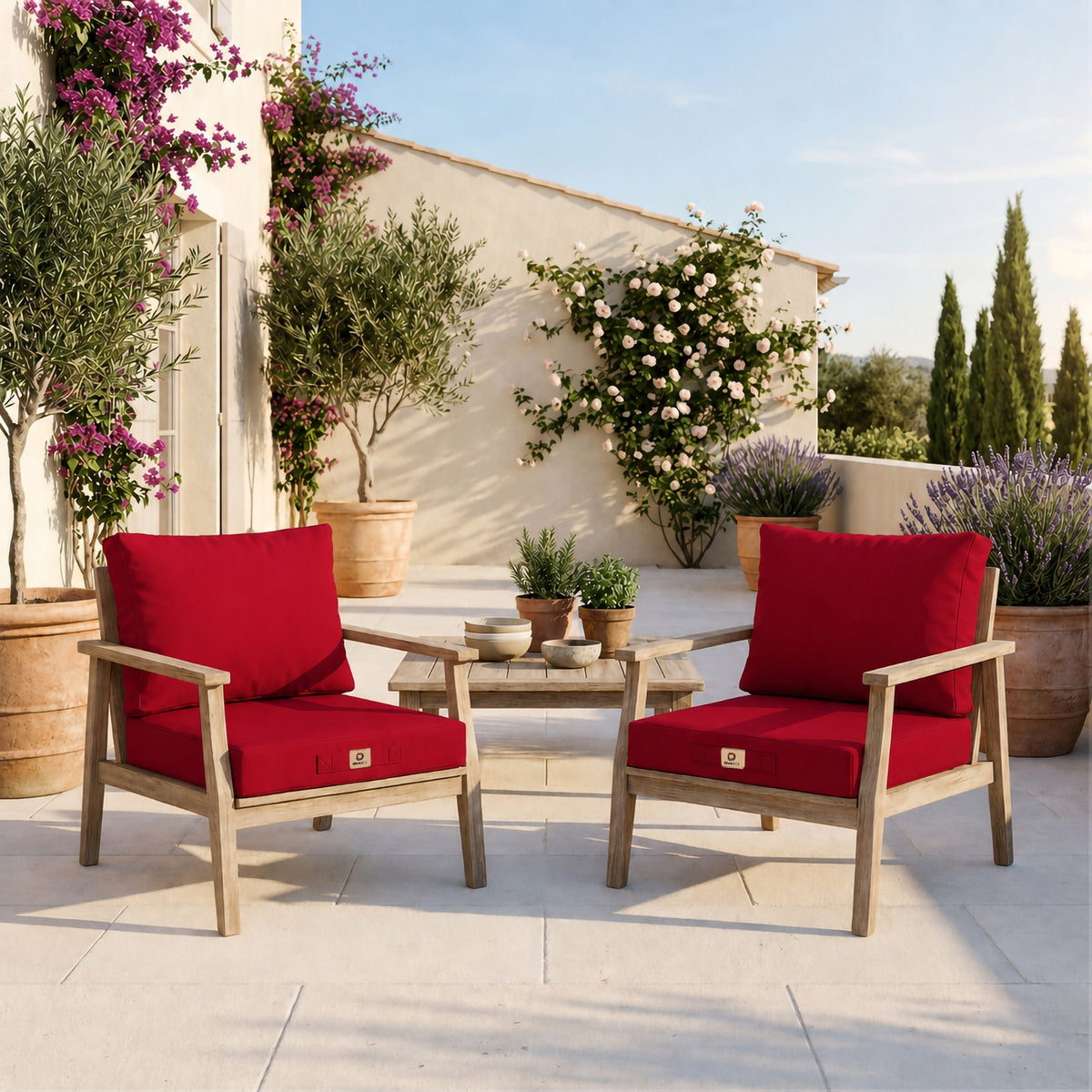 Tuinlounge kussenset 60x60 Rood – Afneembaar & UV-bestendig (Zitting + Rugleuning)