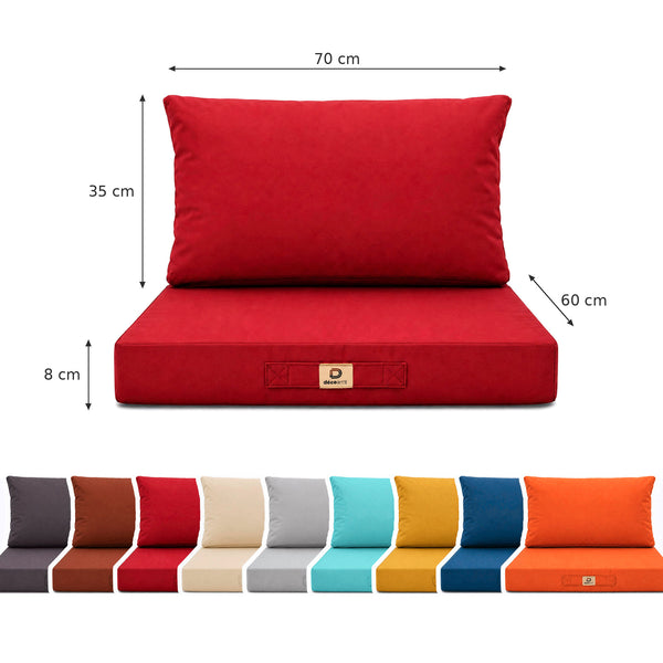 Gartenlounge-Kissen-Set 60x70 Rot - Abnehmbar & UV-beständig (Sitzfläche + Rückenlehne)