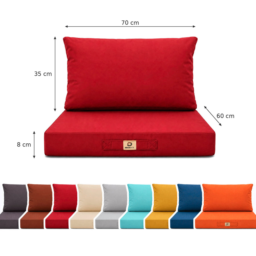 Gartenlounge-Kissen-Set 60x70 Rot, Schaumstofffüllung