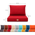 Garden Lounge Cushion Set 60x60 Red - Removable Cover & UV-Resistant (Seat + Backrest)
