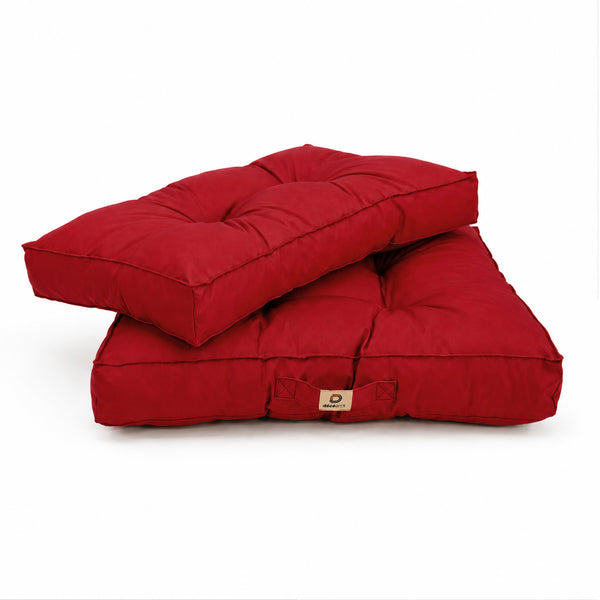 Tufted Cushion Set 50x50 Red - Thick 15cm & Plush (Seat + Backrest)