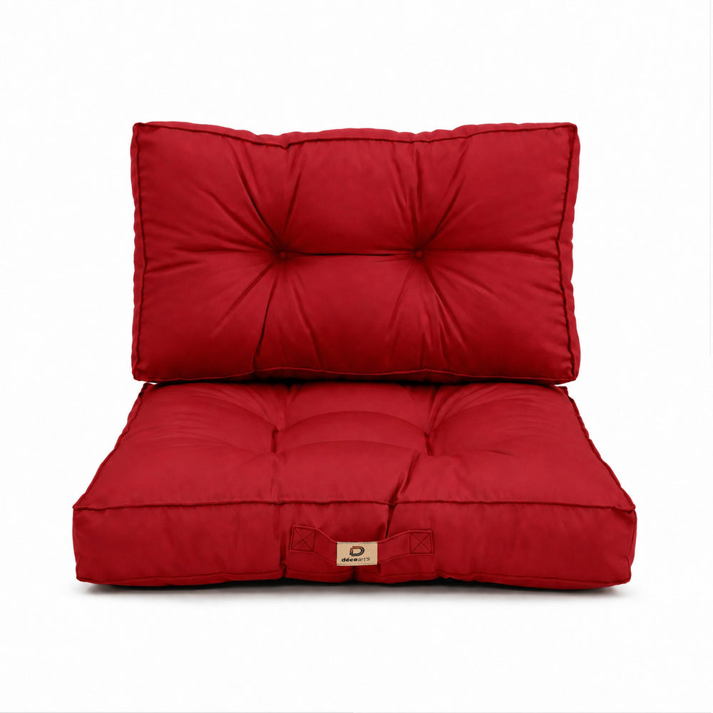 Ensemble Coussins Capitonnés 50x50 Rouge, certifié OEKO-TEX