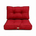 Tufted Cushion Set 50x50 Red - Thick 15cm & Plush (Seat + Backrest)