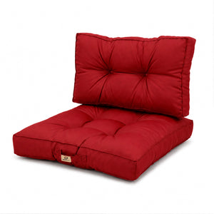 Gewatteerde kussenset 50x50 Rood - Dik 15cm & Zacht (Zitting + Rugleuning)