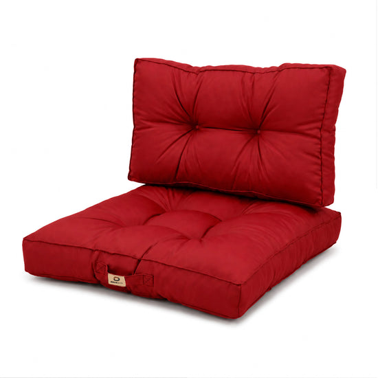 Gepolstertes Kissen-Set 60x60 Rot - Dick 15cm & Weich (Sitzfläche + Rückenlehne)