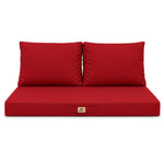 Ensemble Coussins Salon Jardin 120x60 Rouge - Déhoussable & Anti-UV (1 Assise + 2 Dossiers)