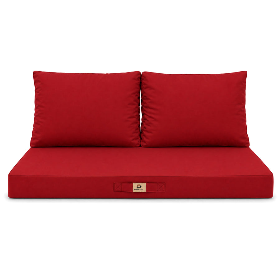 Garden Lounge Cushion Set 120x60 Red, high-density foam filling