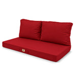 Ensemble Coussins Salon Jardin 120x60 Rouge - Déhoussable & Anti-UV (1 Assise + 2 Dossiers)