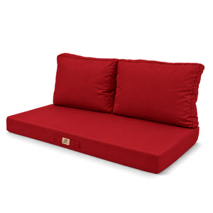 Gartenlounge-Kissen-Set 120x60 Rot - Abnehmbar & UV-beständig (1 Sitzfläche + 2 Rückenlehnen)